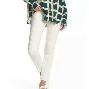 Free People Del Wray white skinny raw hem ankle winter jeans sz 26